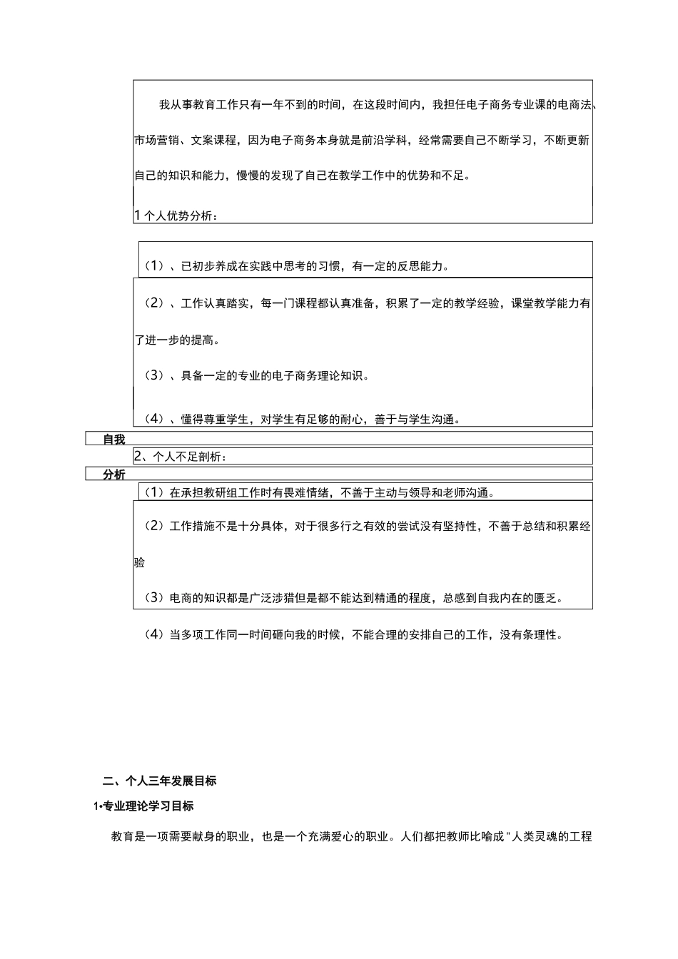 职校教师个人三年发展规划书(电子商务)_第2页