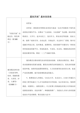 星创天地”项目书