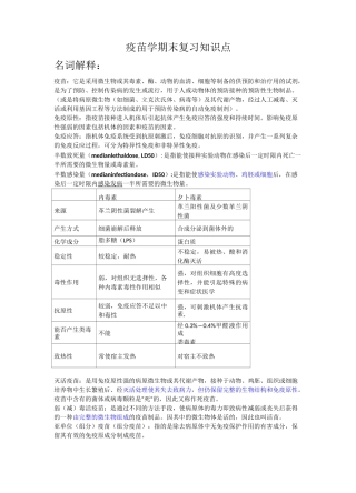 (完整版)疫苗学期末复习知识点