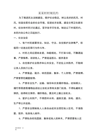 某某村村规民约