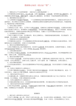 广东省2020年中考政治复习 教材核心知识(重点必背)