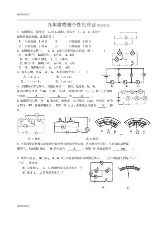 苏科版九年级物理上册个性化作业1119
