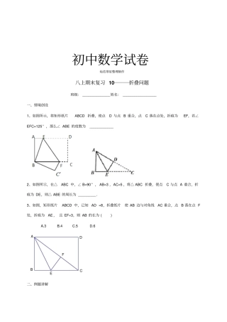 苏科版八年级数学上册-期末复习题10