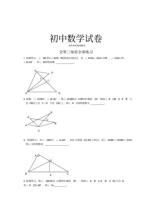 苏科版八年级数学上册全等三角形全章练习