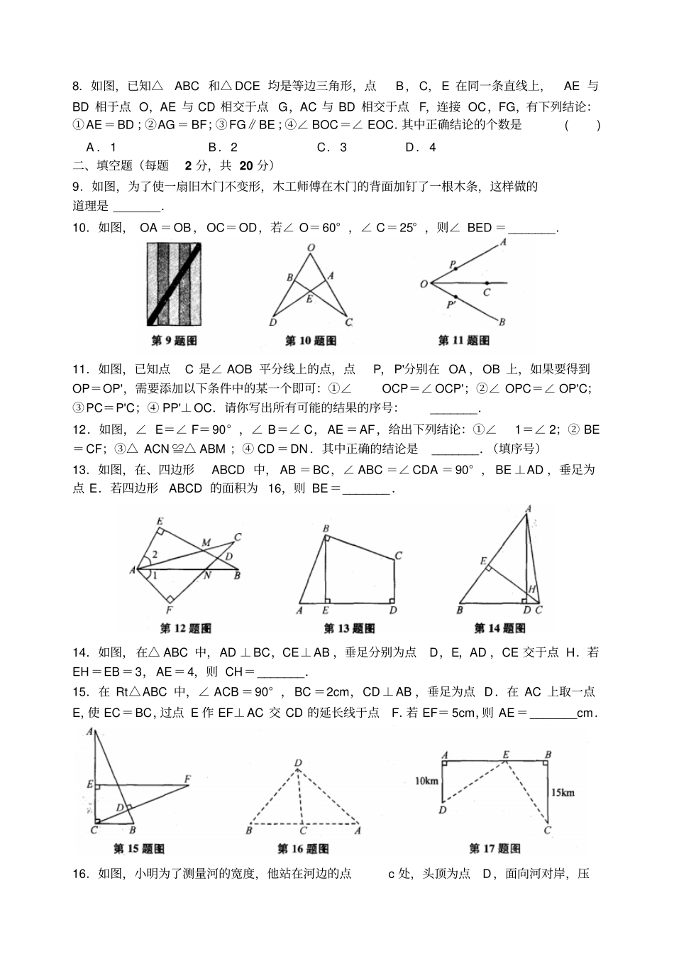 苏科版八年级数学上册全等三角形复习_第2页