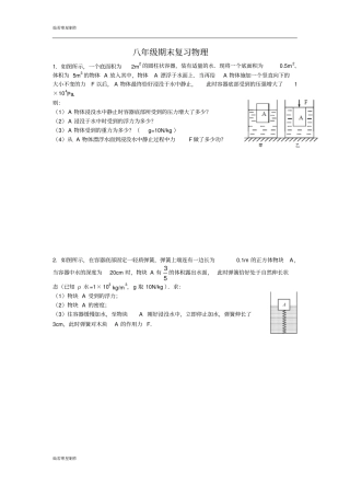 苏科版物理下册八年级期末复习物理