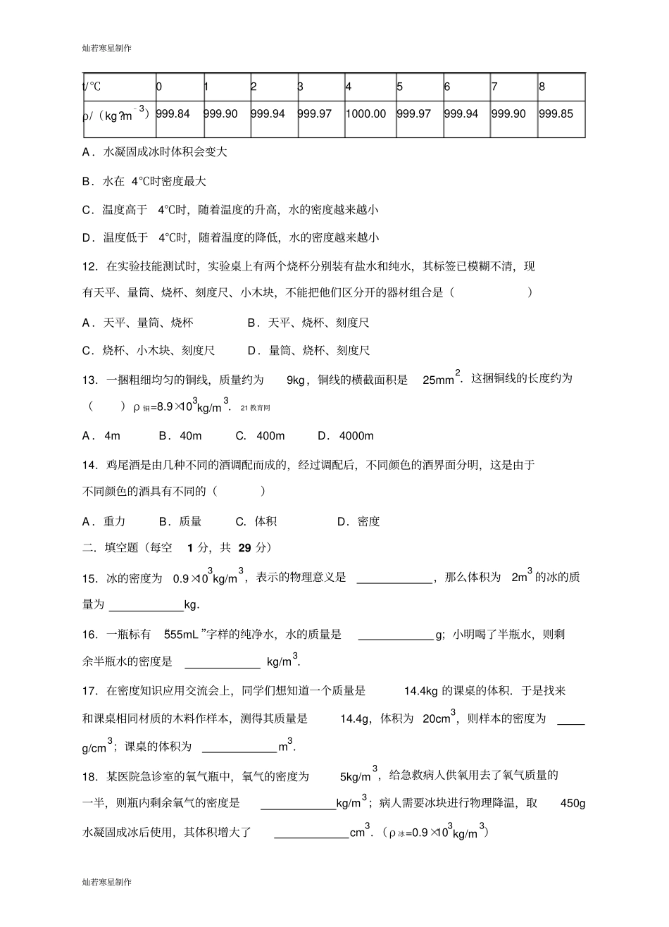 苏科版物理下册八年级物理物质的物理属性_第3页