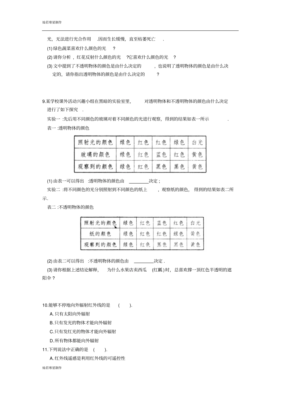苏科版物理八年级上册-第一学期初二物理期中复习光现象_第3页