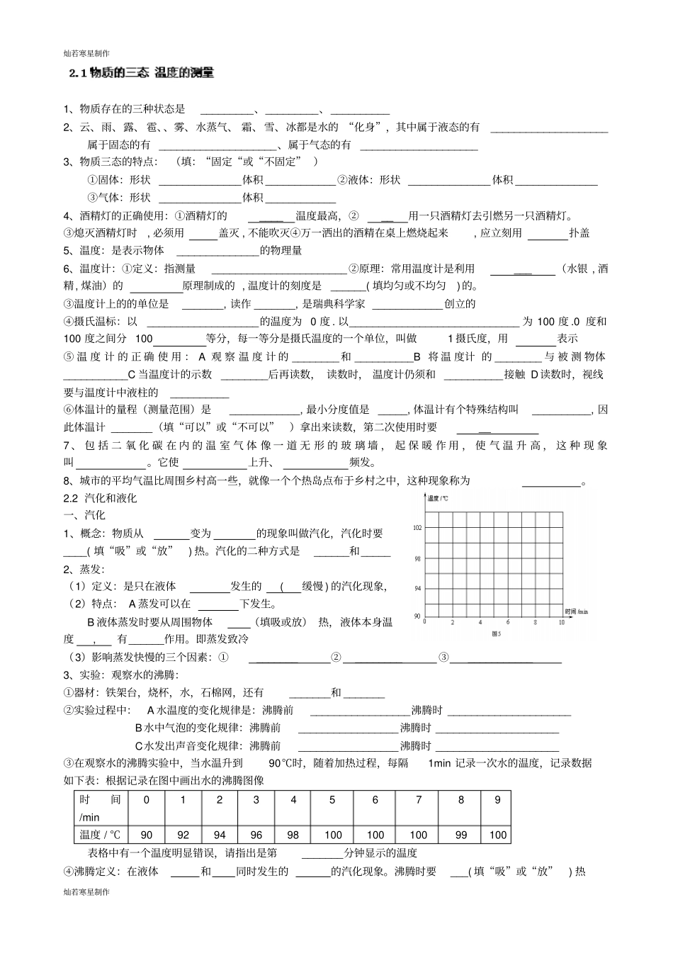 苏科版物理八年级上册物态变化2概念无答案_第1页