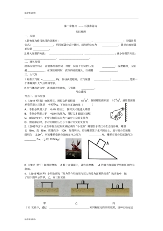 苏科版物理八年级下册复习——压强和浮力