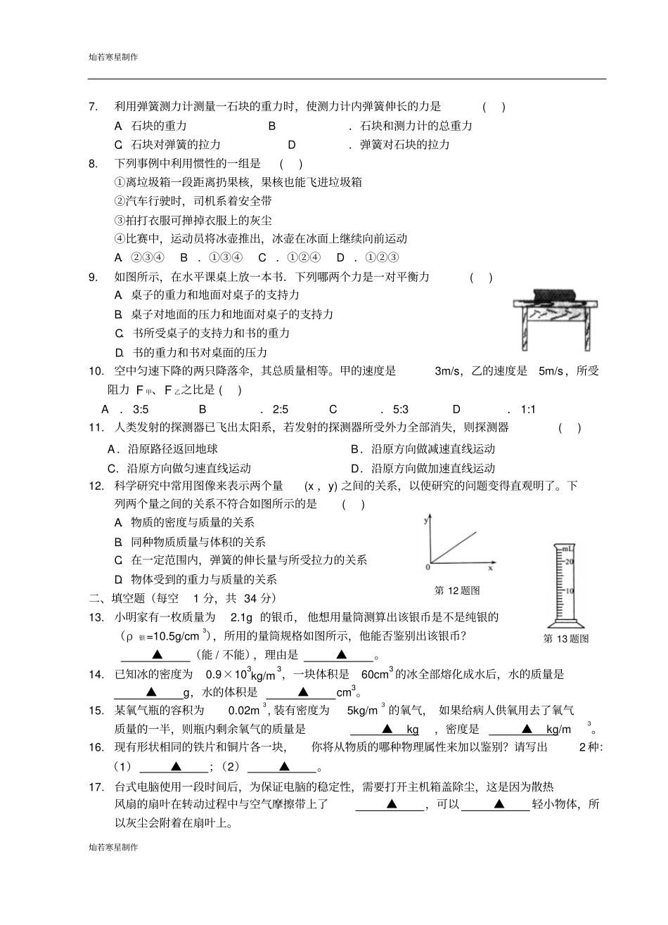 苏科版物理八年级下册第二学期期中试卷_第2页