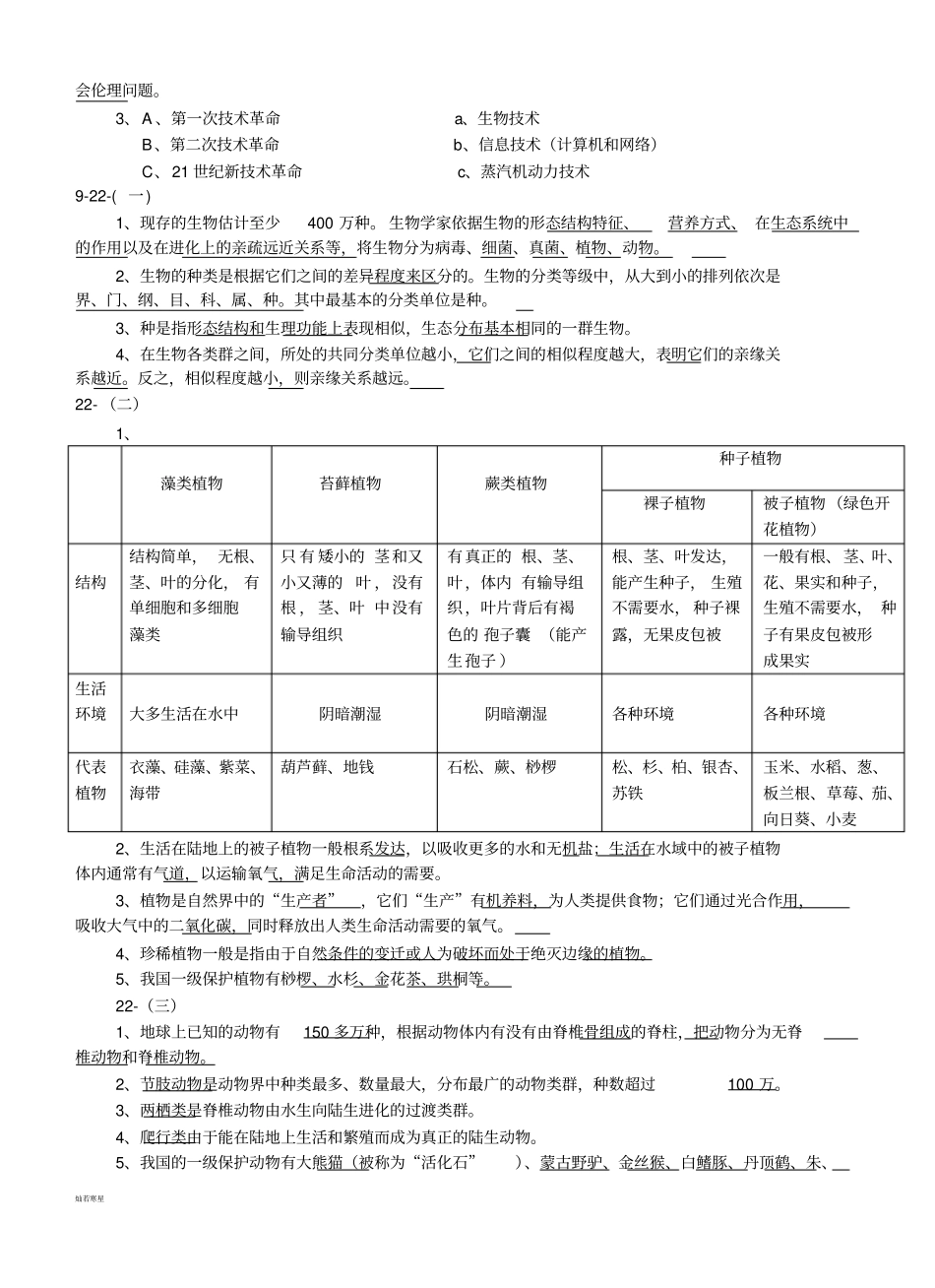 苏科版生物八年级生物下练习题_第2页