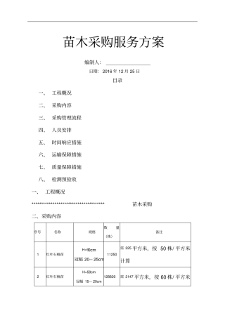 苗木采购服务方案