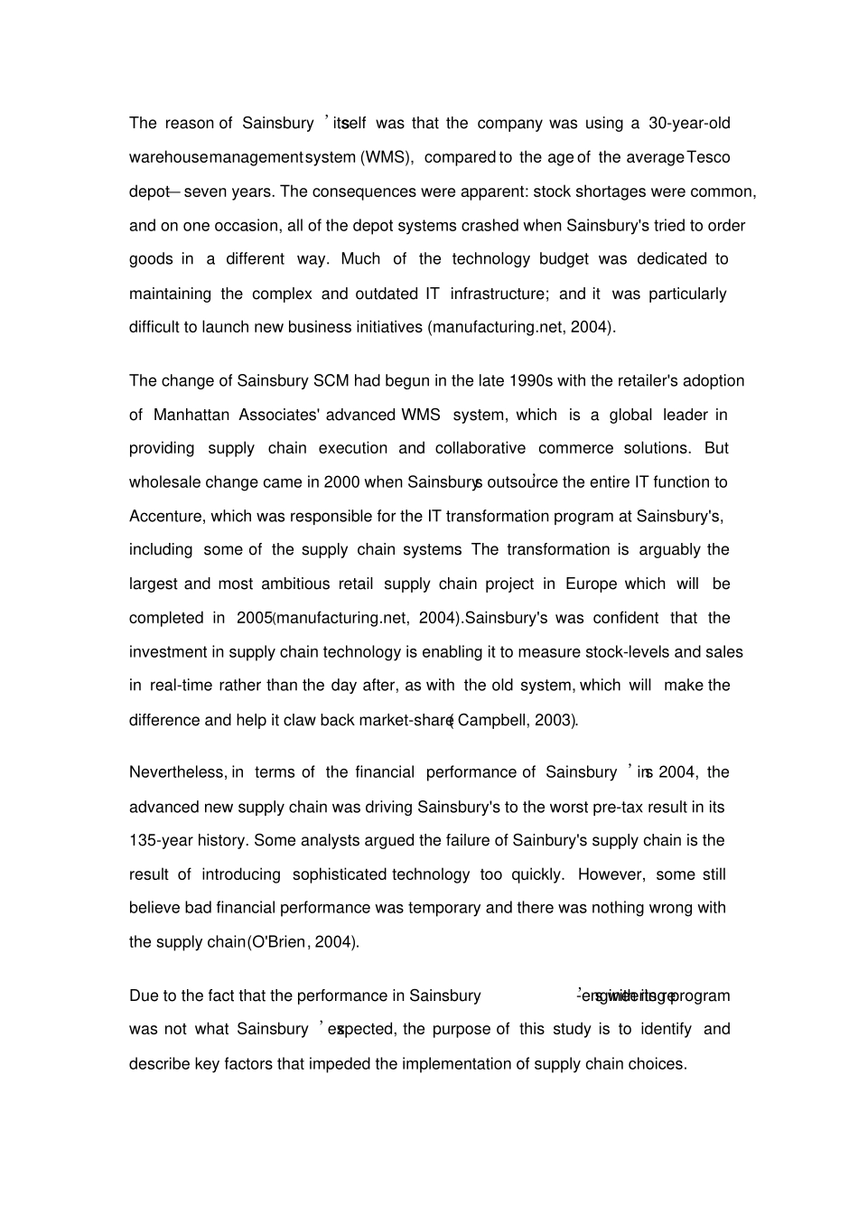 英国sainsbury超供应链管理的障碍分析---研究计划全英文版_第3页