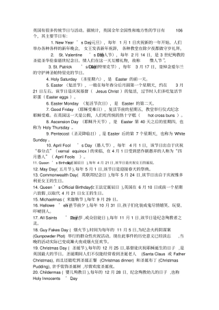 英国传统节日与活动