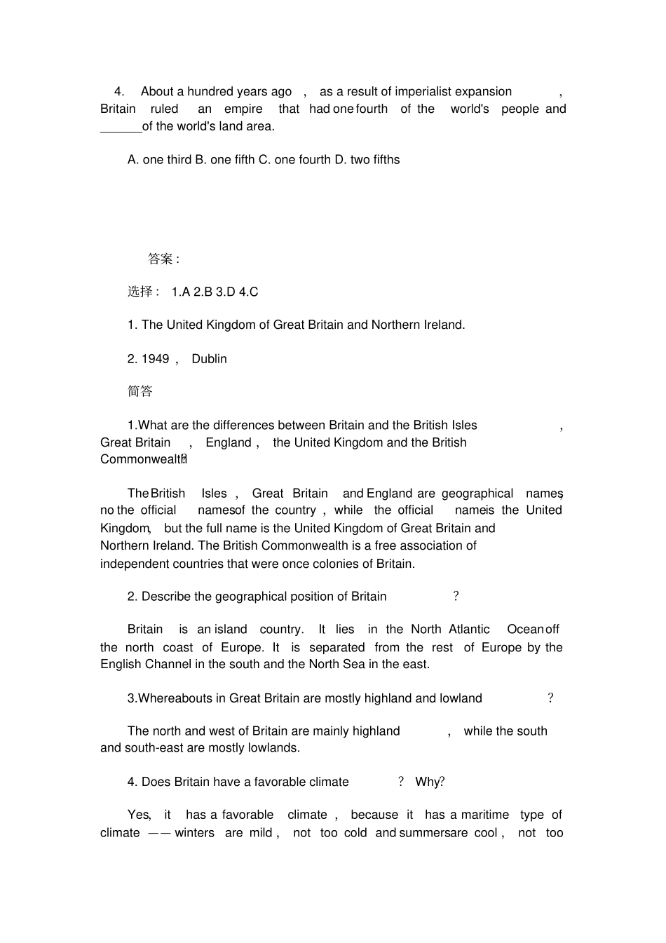 英国历史练习题_第2页