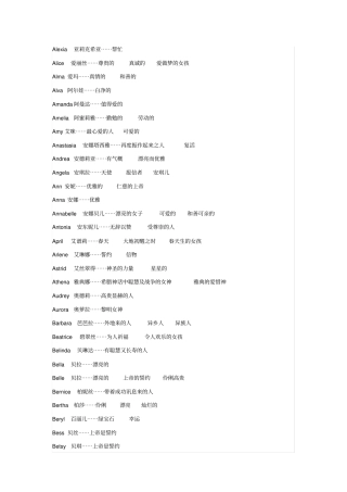 英文名大全——女性