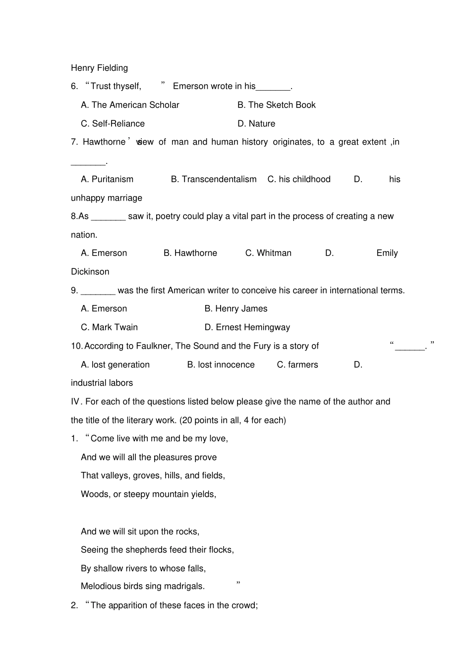 英美文学作品选读试题5_第3页