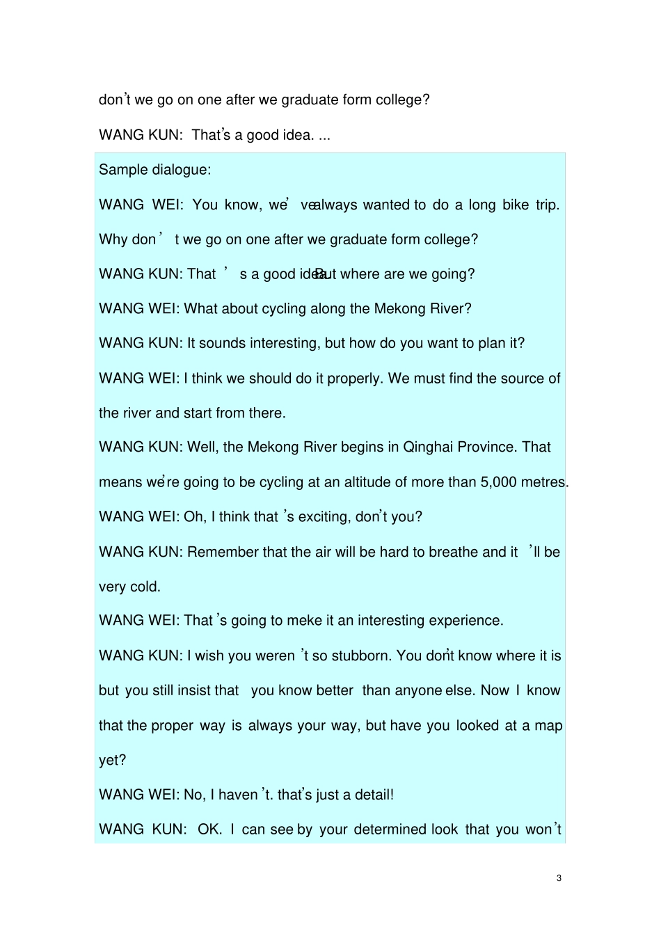 英语1必修unit3练习及参考答案_第3页