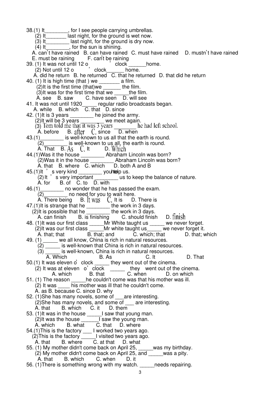 英语it用法比较专项练习100题_第3页