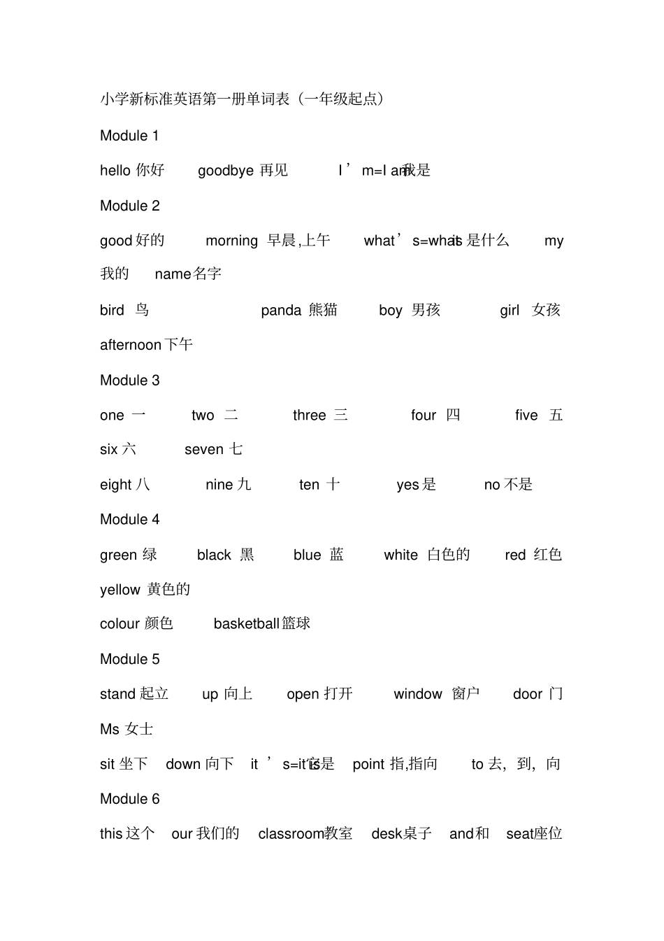 英语一到六年级全册单词_第1页