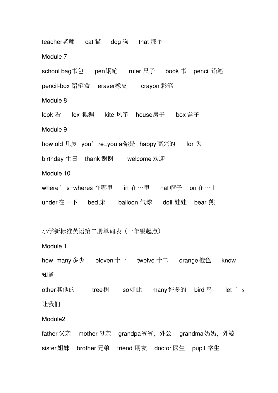 英语一到六年级全册单词_第2页