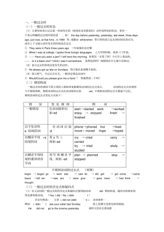 英语一般过去时和过去进行时