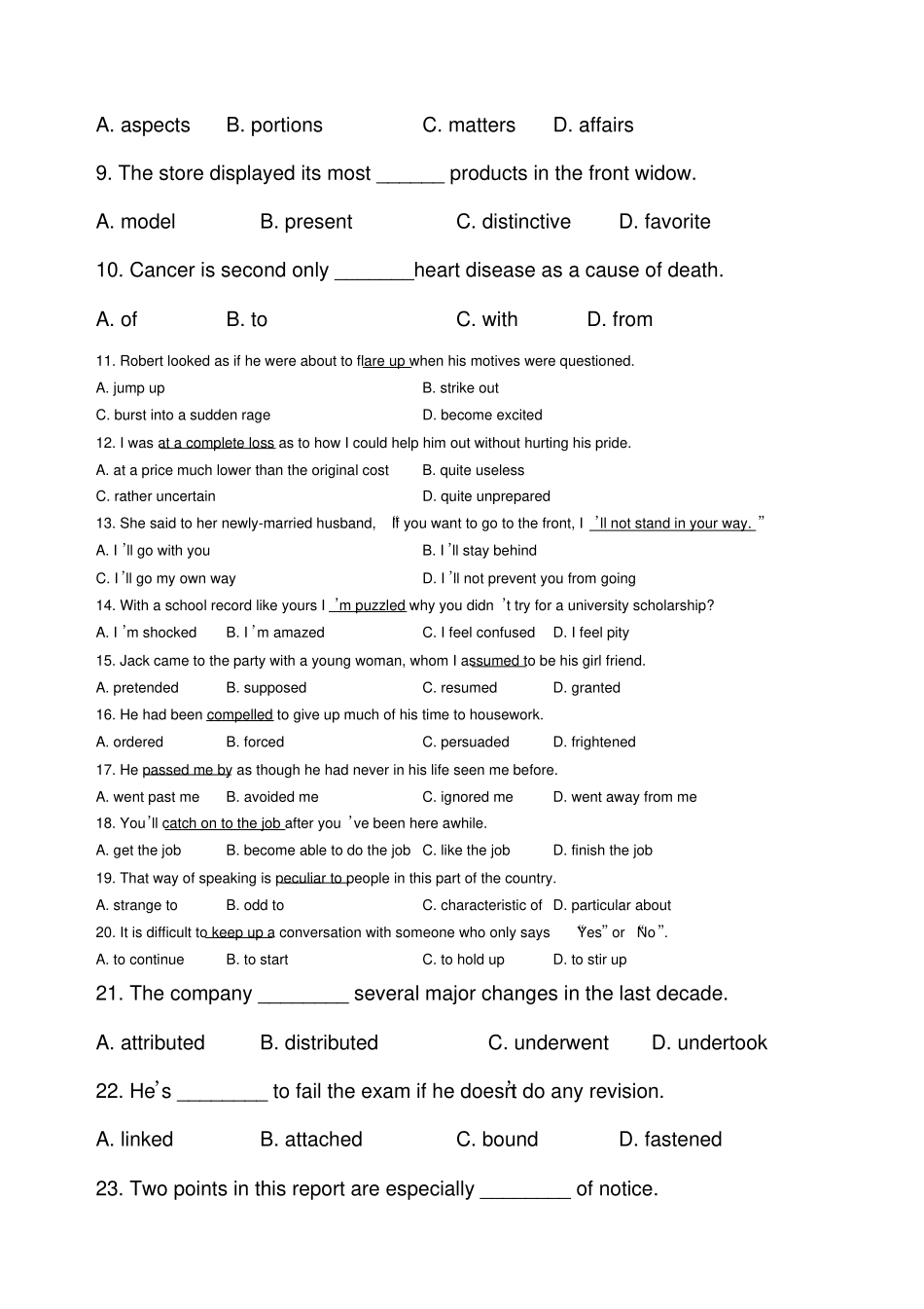 英语三年级考试强化训练词汇结构之二_第2页