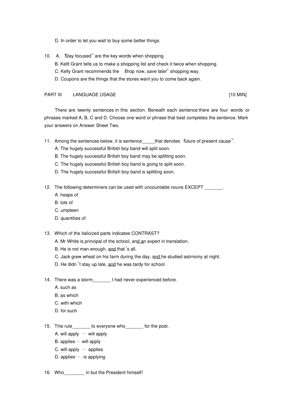 英语专业四级模拟试卷_第3页