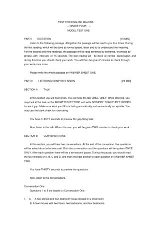 英语专业四级模拟试卷