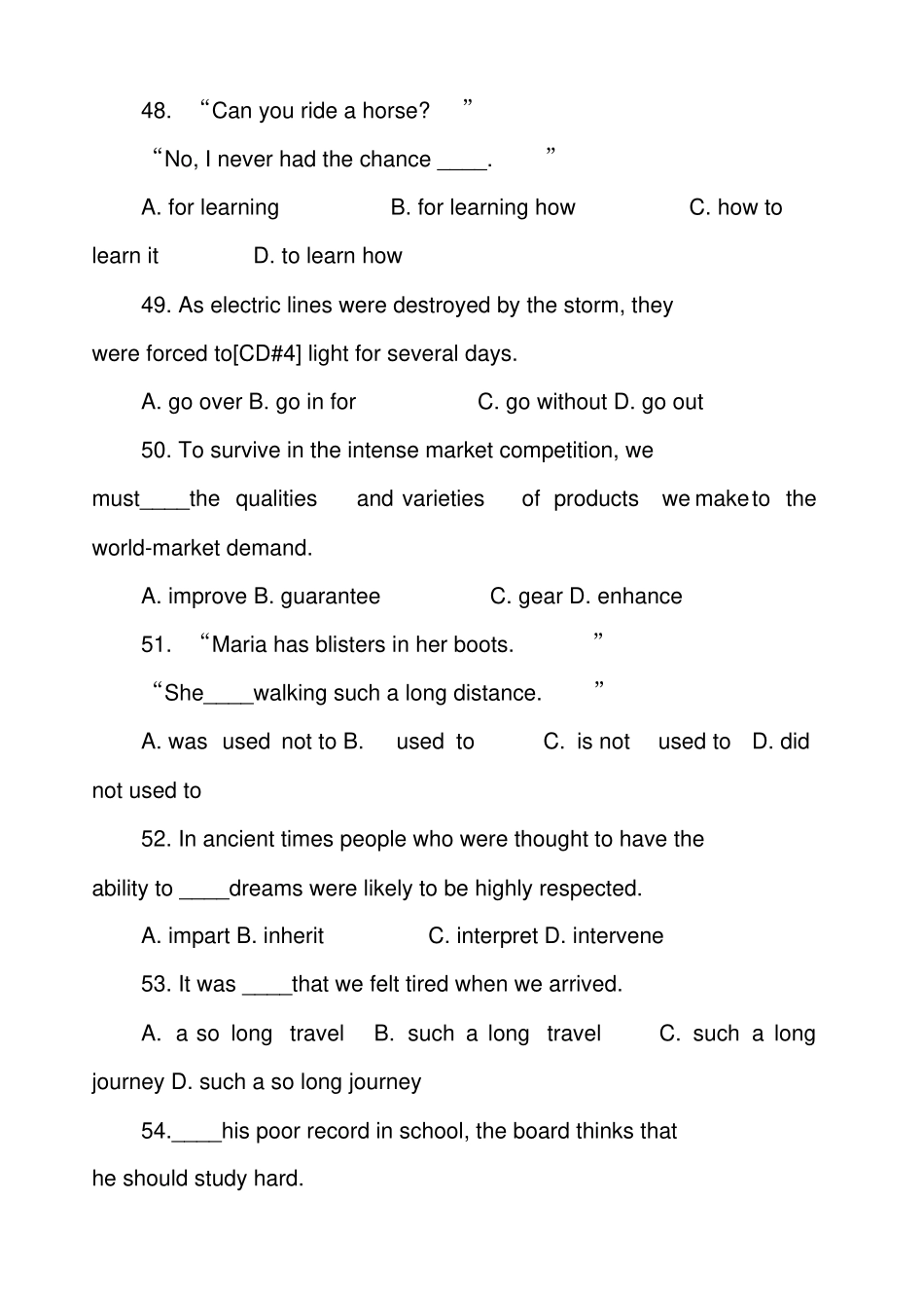 英语专业四级词汇与语法模拟练习有答案分析_第2页