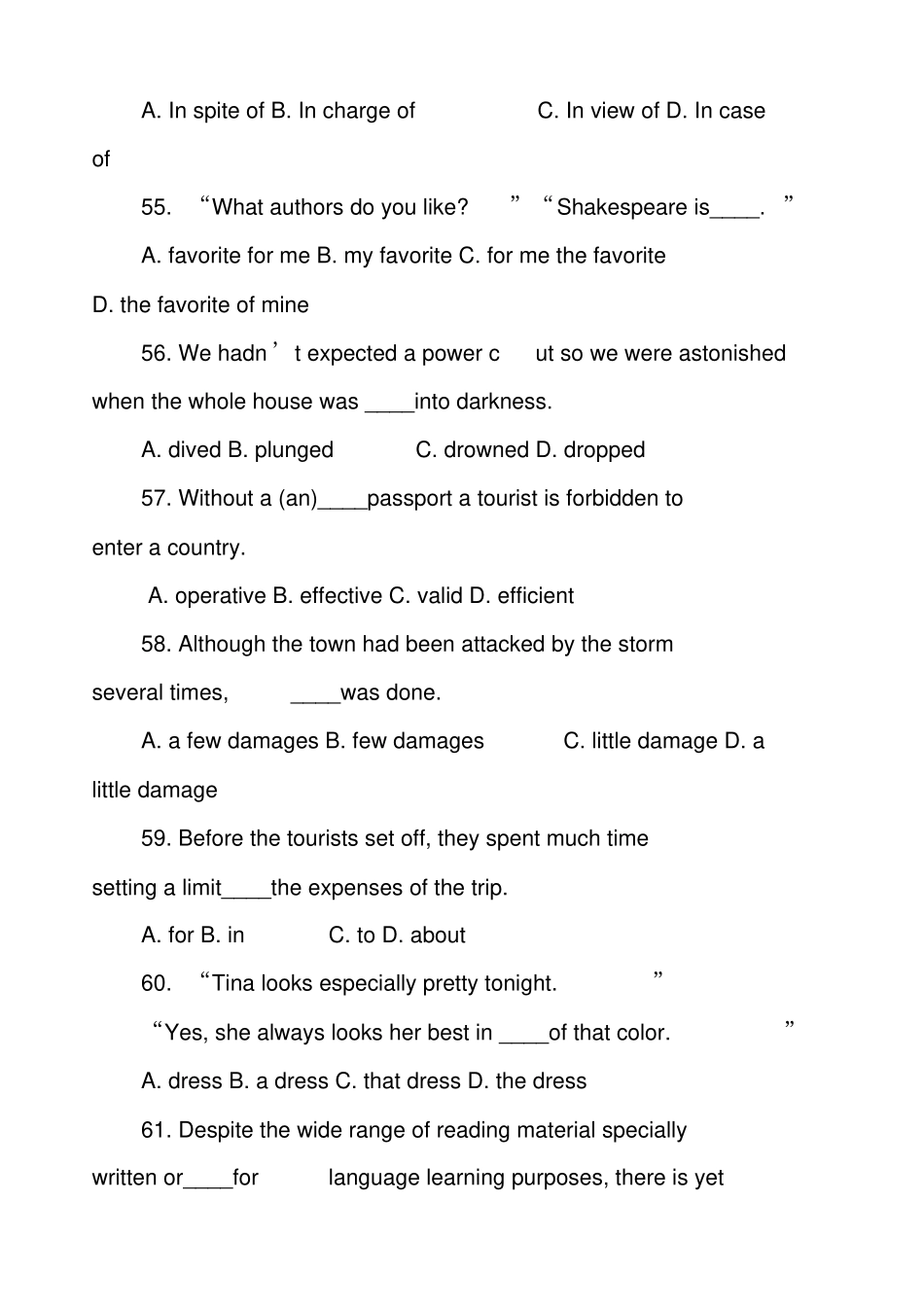 英语专业四级词汇与语法模拟练习有答案分析_第3页