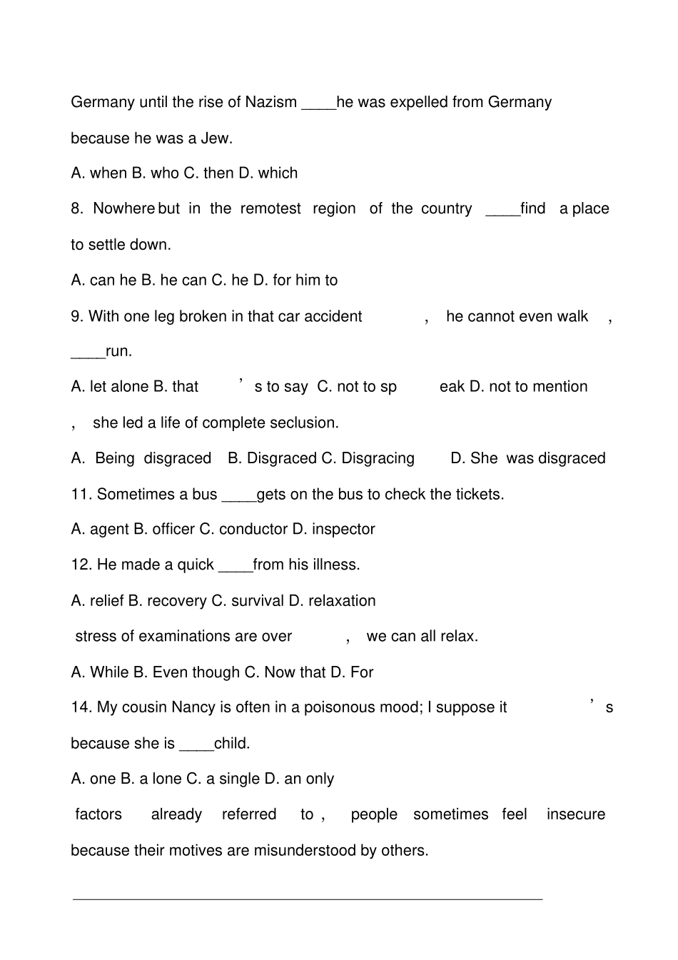 英语专业四级词汇语法练习题二_第2页