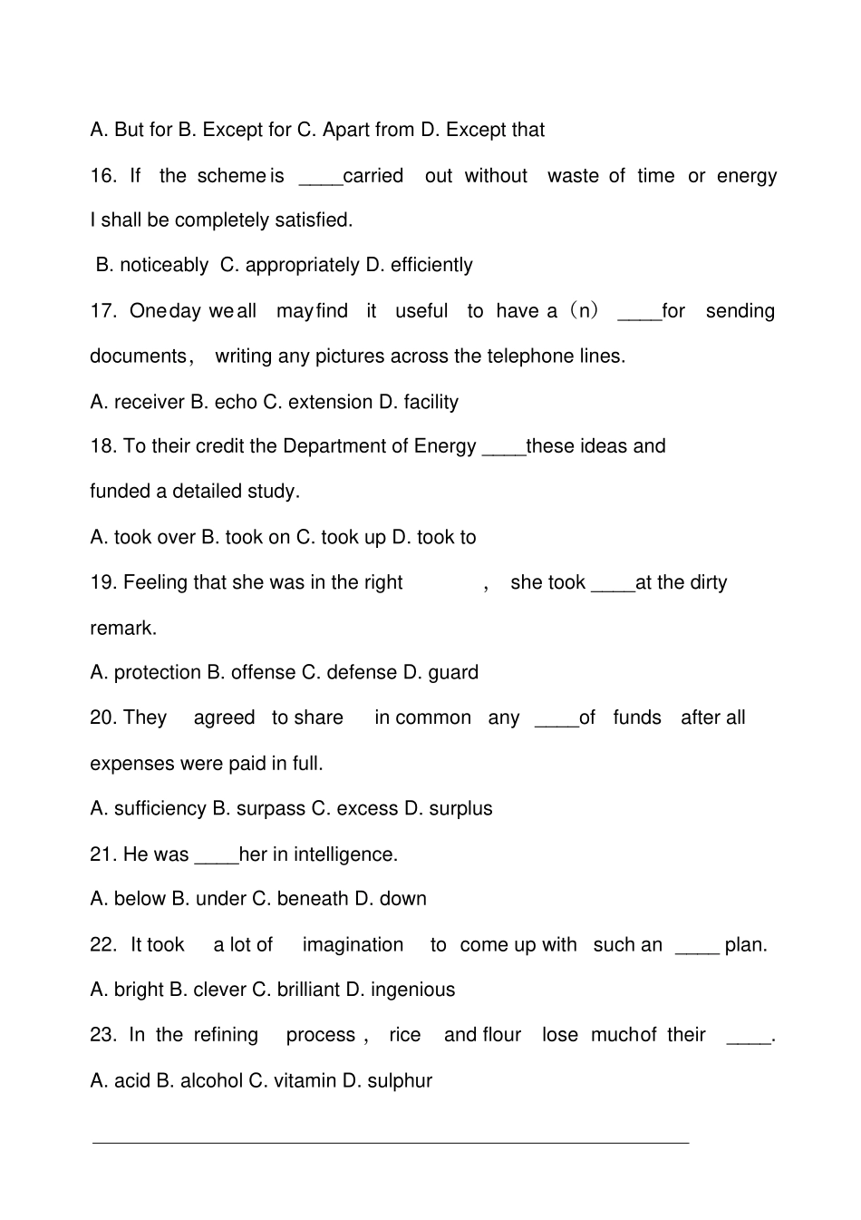 英语专业四级词汇语法练习题二_第3页