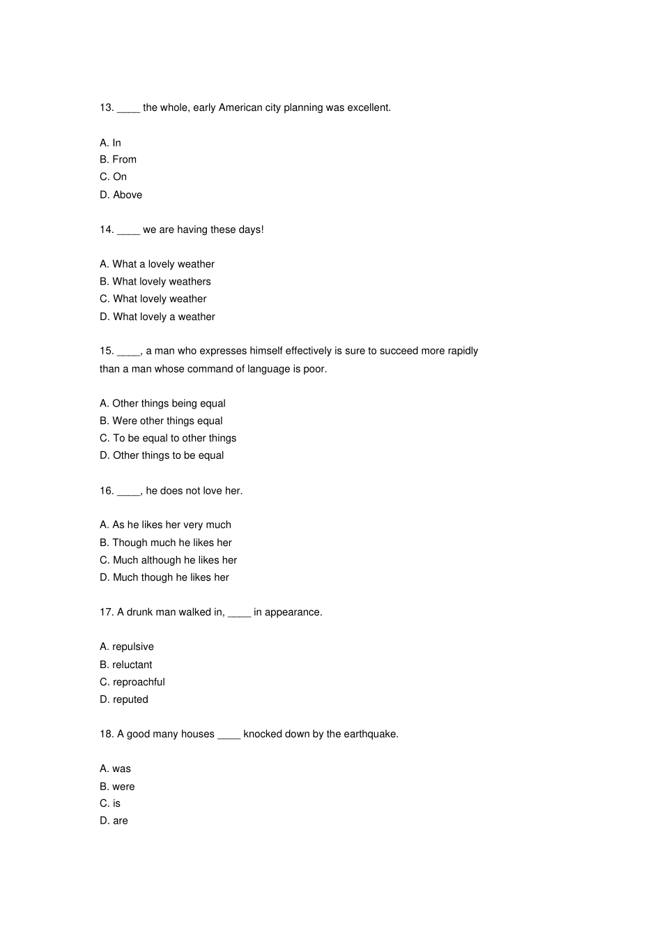 英语专业四级语法与词汇练习150题-附答案_第3页