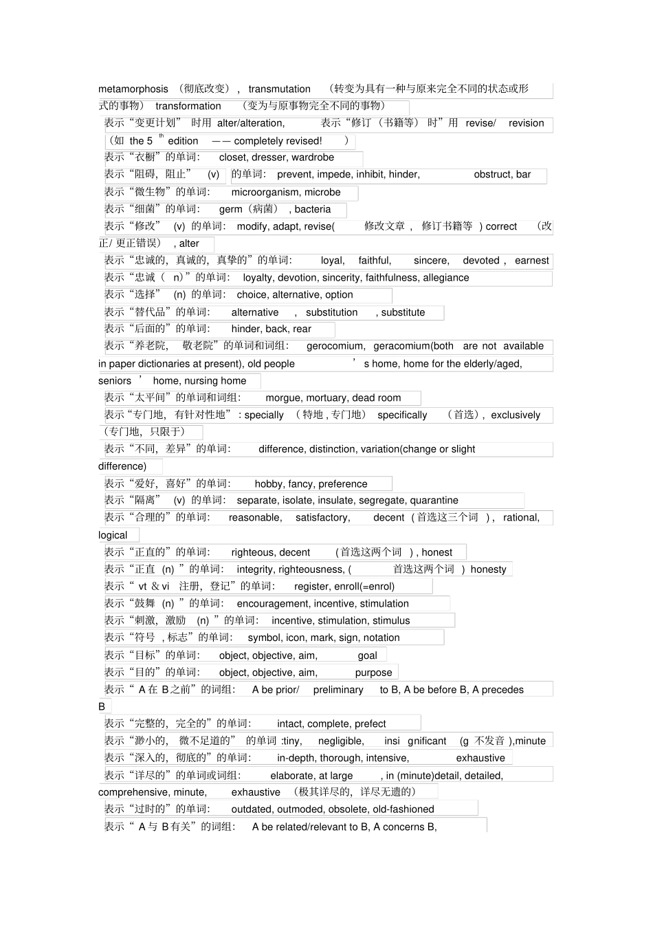 英语中常见的同义词集锦_第3页