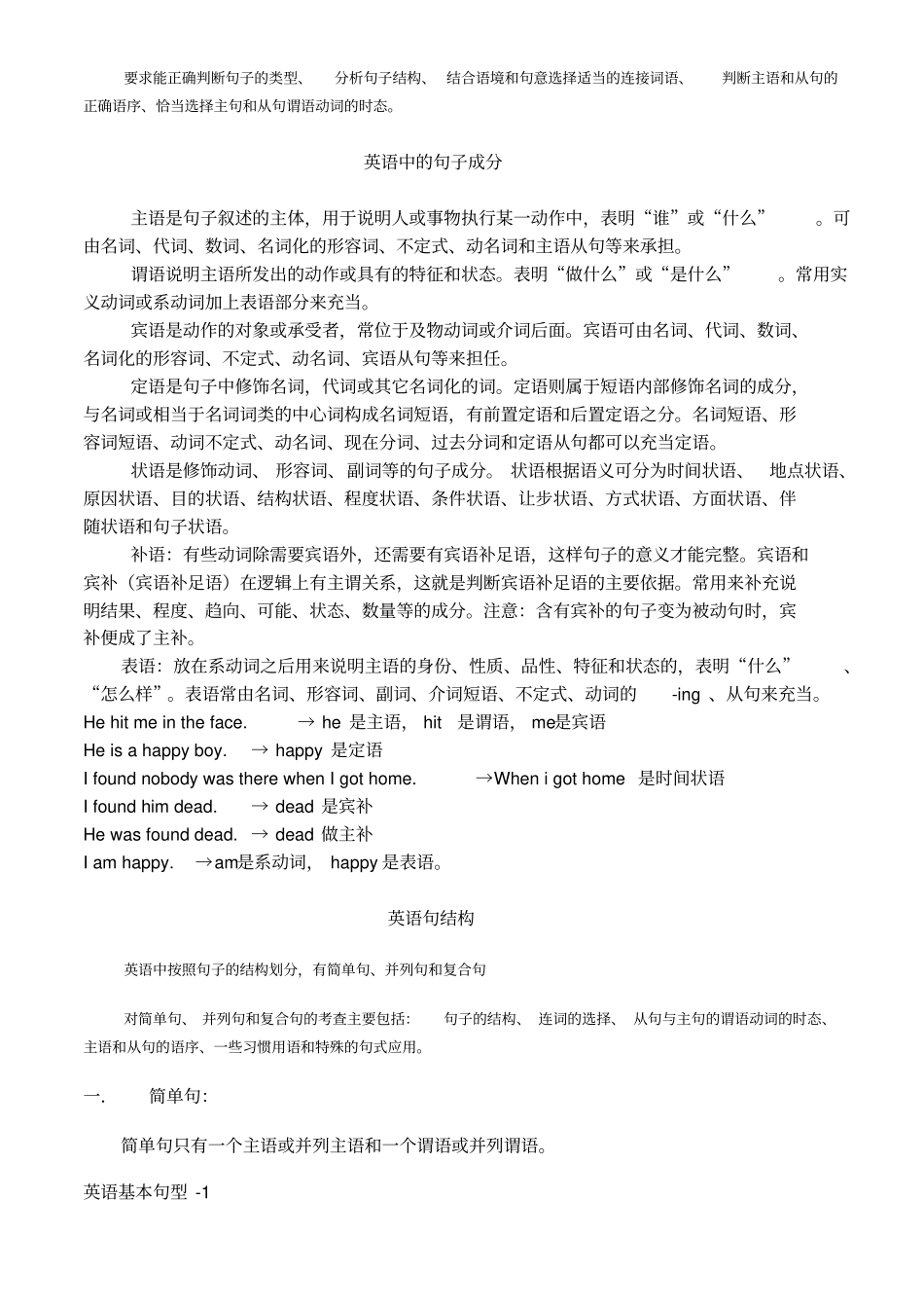 英语中的句子成分_第1页