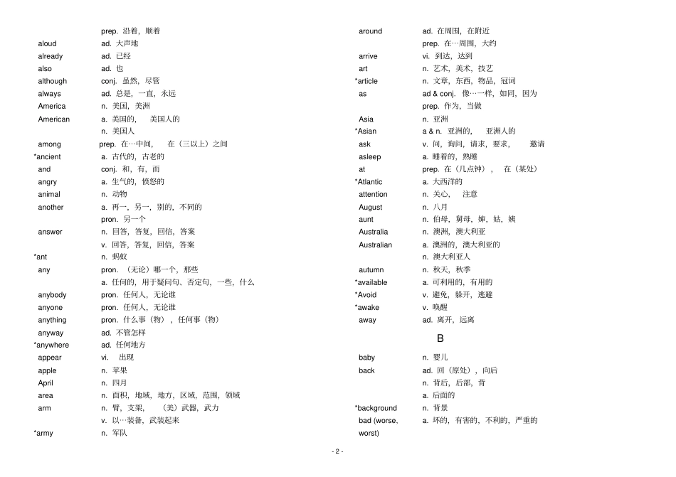 英语中考必备短语、词汇汇总_第2页