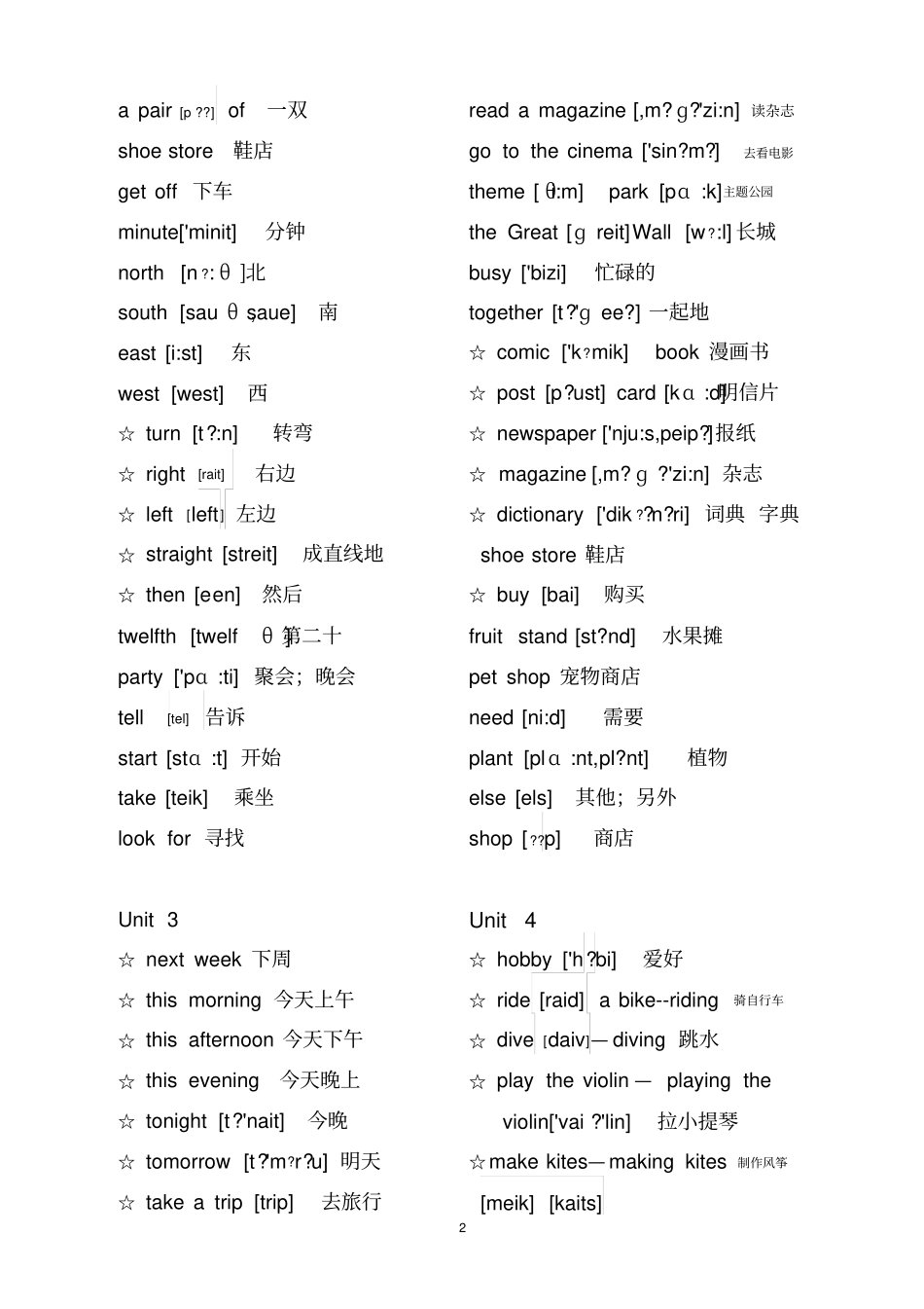 英语六年级上册单词表带音标_第2页