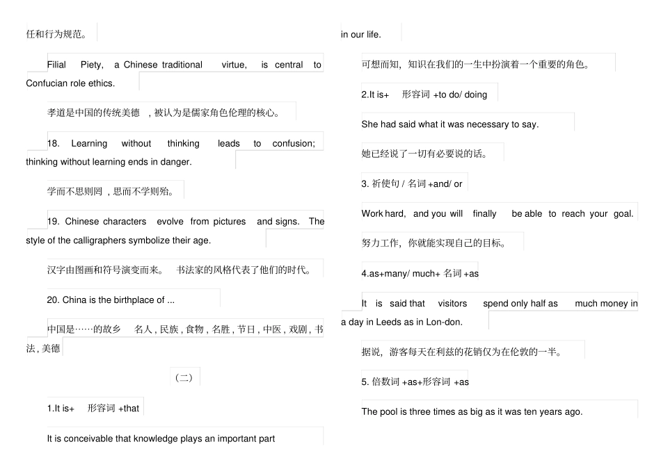 英语六级段落翻译常用句型_第3页