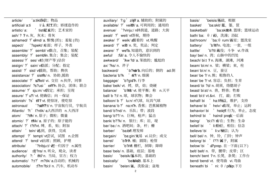 英语六级词汇表带音标_第2页