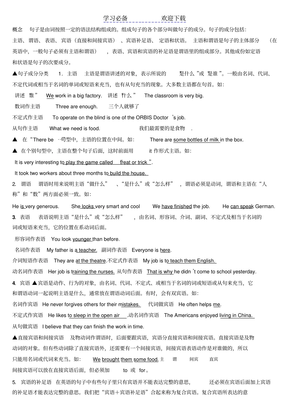 英语句子成分划分详解_第1页