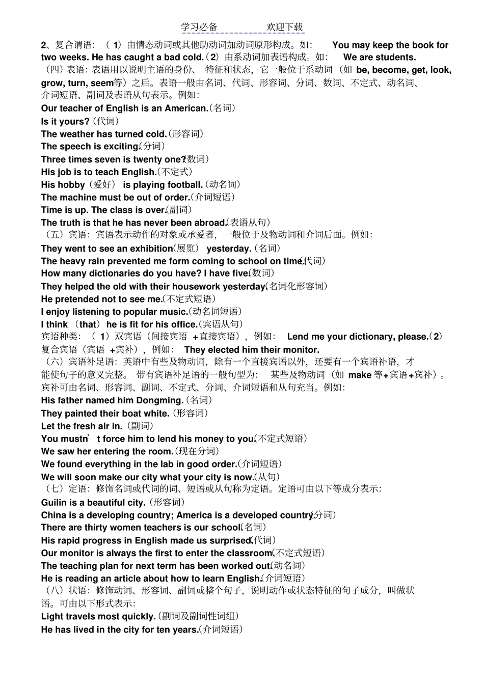 英语句子成分基础练习_第3页