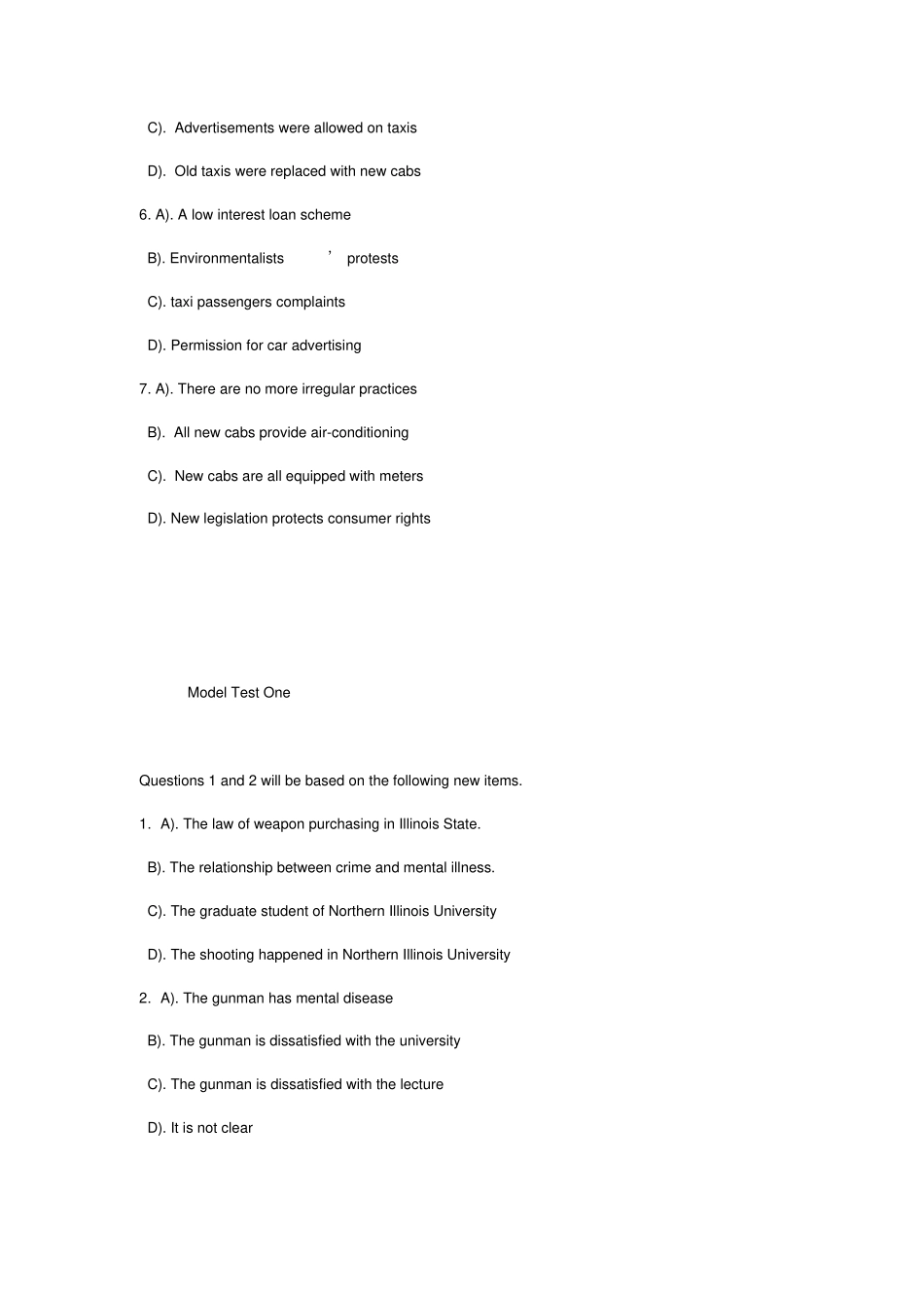 英语四级考试模拟题_第2页