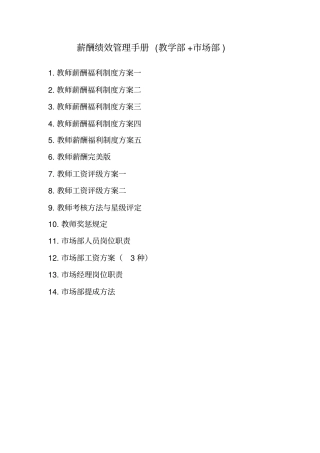 英语培训学校薪酬绩册教学部场部