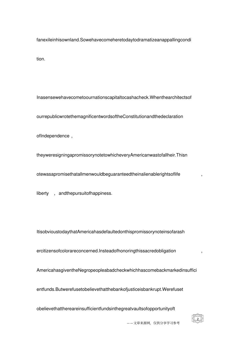 英语演讲：Ihaveadream范文_第2页