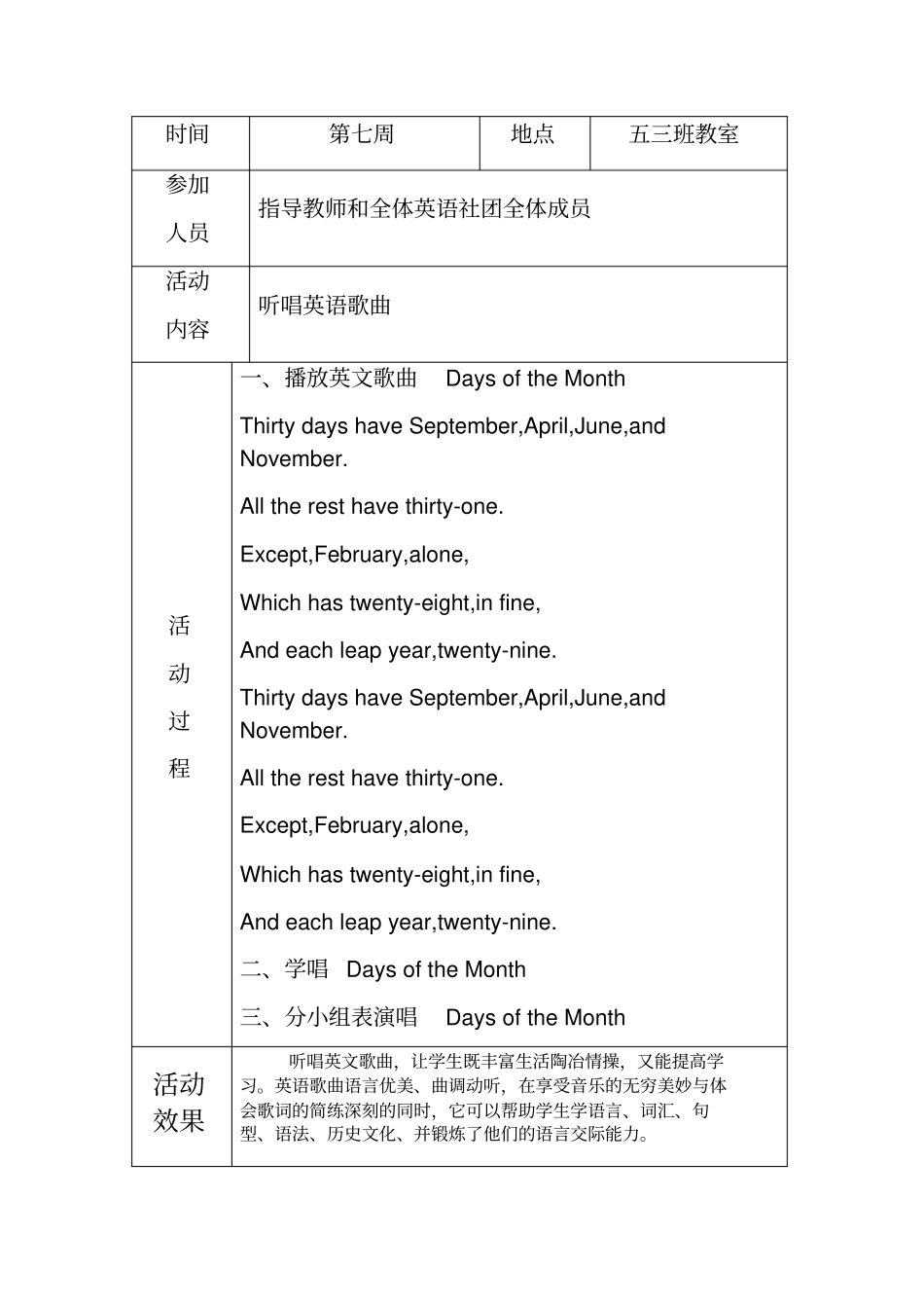 英语社团活动记录表_第2页