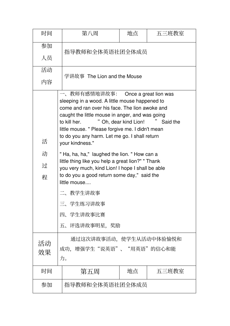 英语社团活动记录表_第3页