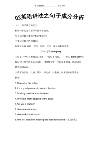 英语语法专题英语句子成分