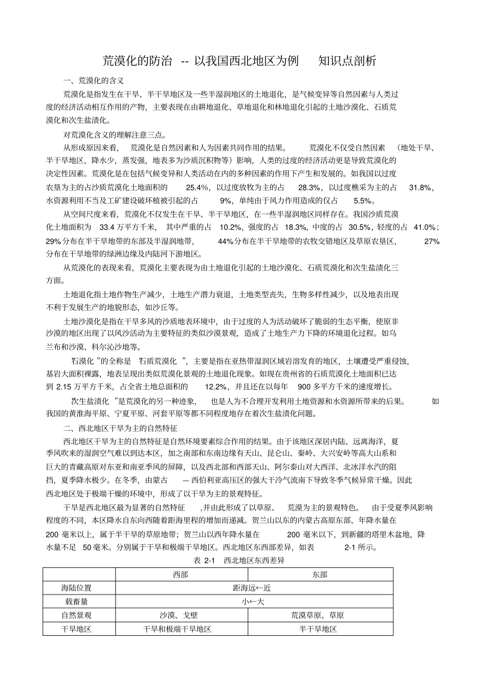 荒漠化的防治以我国西北地区为例知识点剖析_第1页